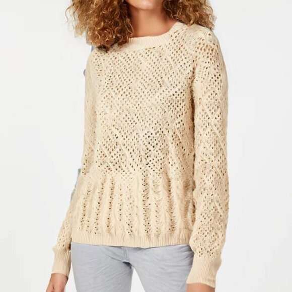 J.CREW Pointelle Crewneck Sweater NEW Size MEDIUM - Picture 1 of 10